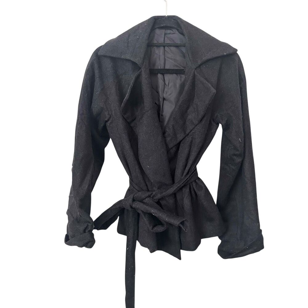 P'KAI London Wool Peacoat Style Blazer Charcoal Small